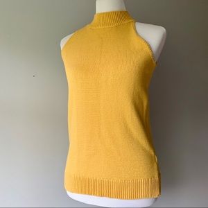 Premise Yellow Knit High Collar Tank Top